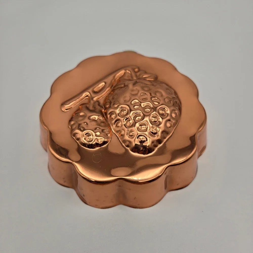 Vintage Copper Tin-Lined Strawberry Jello Mold Set of 4 Wall Decor Cottagecore